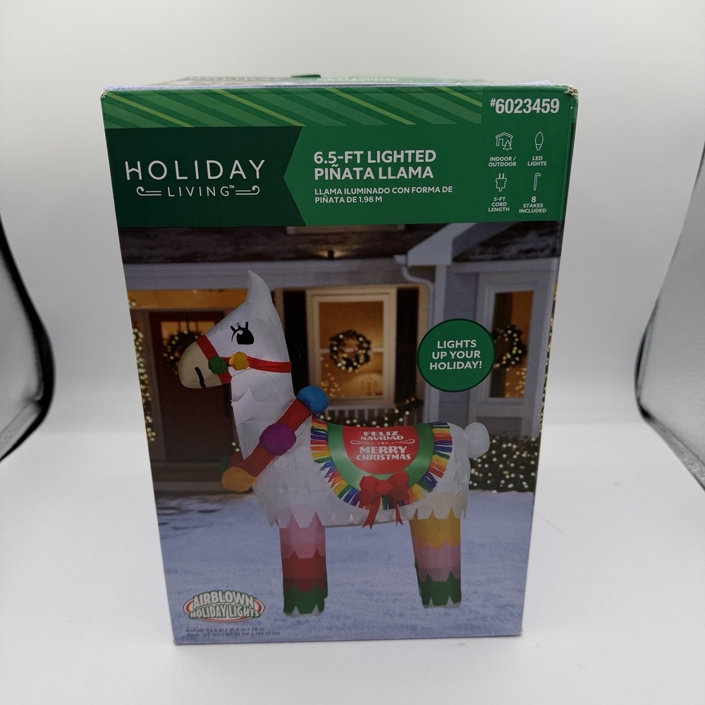 Holiday Living 6.5ft Piñata Llama Lighted Christmas Airblown Inflatable Yard NEW